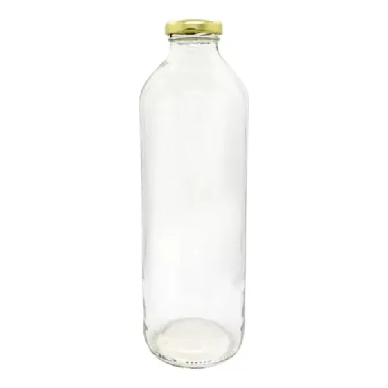 Botella 910cc Vidrio Para Agua Jugo X 48 Un Con Tapa Dorada