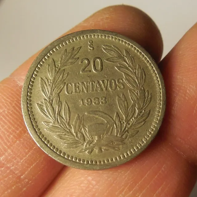 Moneda 20 Centavos. Chile, 1933