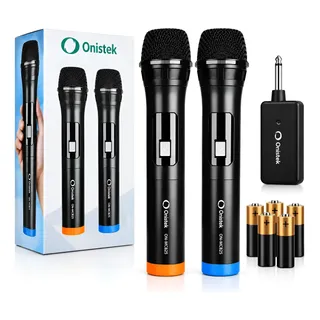 Microfone Sem Fio Duplo Com Receptor2.4g P/ Eventos Karaokê Preto