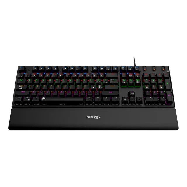 Teclado Mecánico Gamer Retroiluminado Pc Español Switch Blue Teclado Negro Idioma Español Latinoamérica