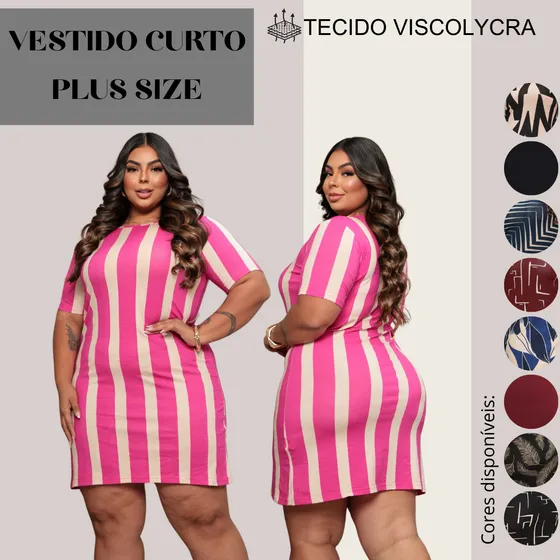 Vestido Curto Leve E Soltinho Plussize Veste 44 Ao 54 Curvy
