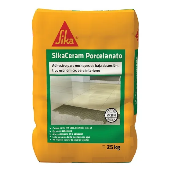 Sikaceram Porcelanato Adhesivo Cementicio Para Enchapes 25kg