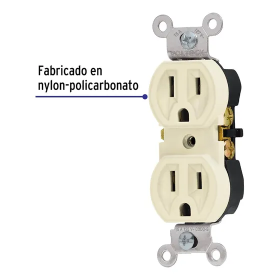 Contacto Dúplex, 2 Polos 3 Hilos, Standard, Marfil, Volteck