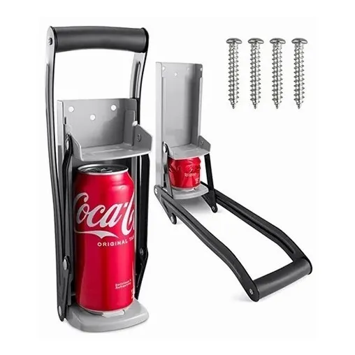 Aplasta Latas Y Lata De Aluminio Destapador De Botellas Color Negro