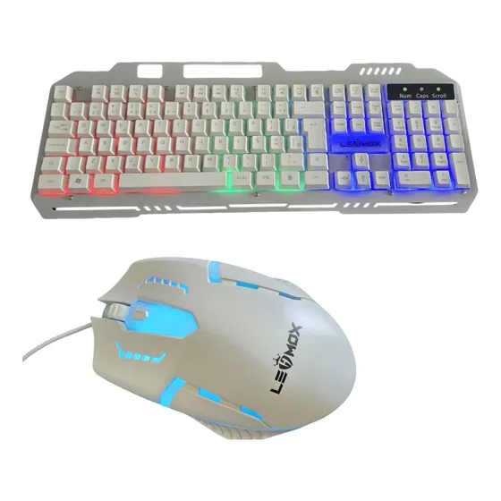 Kit Teclado E Mouse Gamer Com Rgb Cor Branca