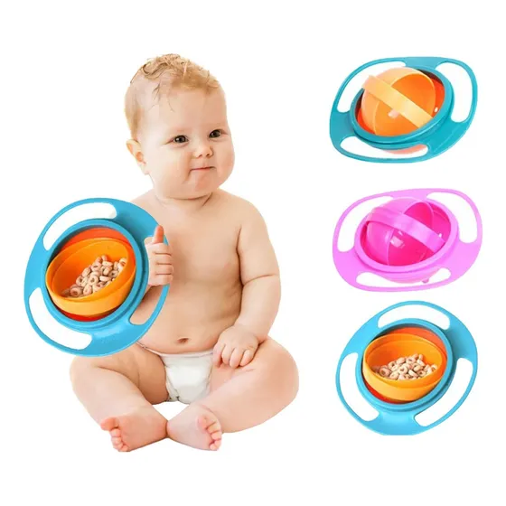 Plato Para Bebes Giratorio Antivuelco Gyro Bowl Tazon Color Rosa Chicle Gyrobowl Personaje Gyrobowl