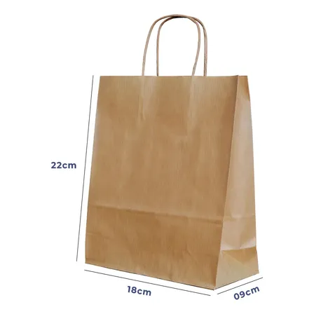Sacola Papel Kraft P 18x22x9cm 50und Acesso® Monolúcido Embalagem Presente Bolsa Ecológica Alça Torcida