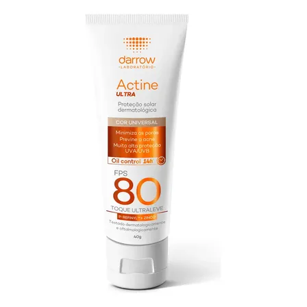 Darrow Actine Ultra Protetor Solar Dermatológico Fps 80 Com Cor 40g