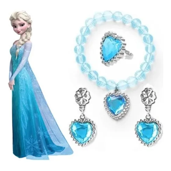 Accesorios Princesa Elsa Niña Pulsera Anillo Aretes Genieka