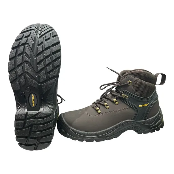 Bota De Seguridad Trenzada Corte Medio De Cuero Impermeable