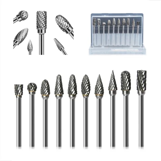 Kit 10un Fresa Lima Rotativa Metal Duro Micro Retifica 1/8