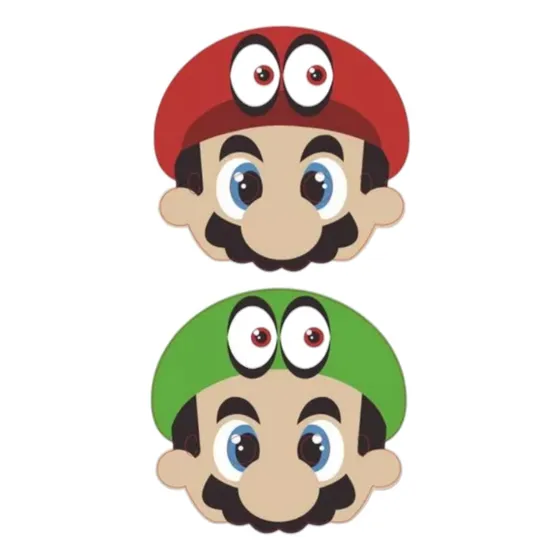 Mascaras Mario Bros Y Luigi × 6 Cotillón Cumpleaños Antifaz