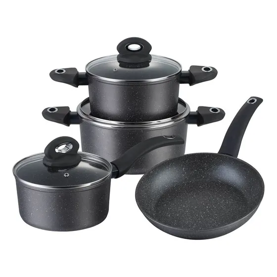 Set 7pcs Antiad Olla/cacerola/sarten Marble Beige