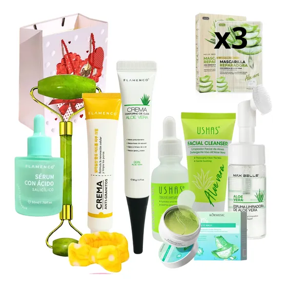 Kit Skincare Aloevera Locion/tonico/serum/mascarilla/rodillo