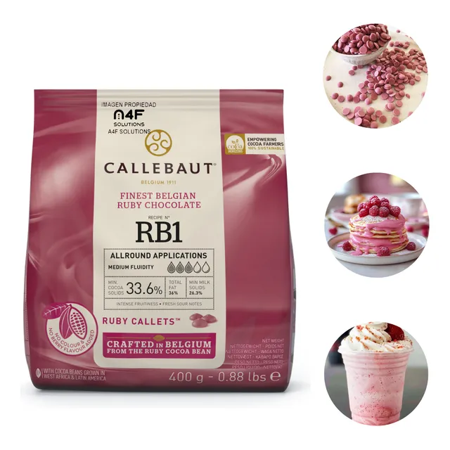 Chocolate Belga Ruby Rb1 Callets 33.6% Barry Callebaut 400g