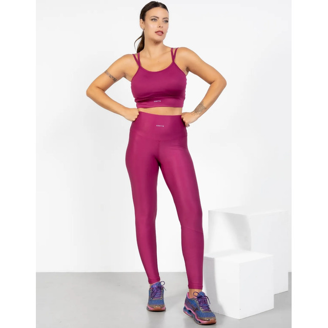Conjunto Top Bojo E Leg Cós Alto Fitness Feminino Academia Amora Lisa G