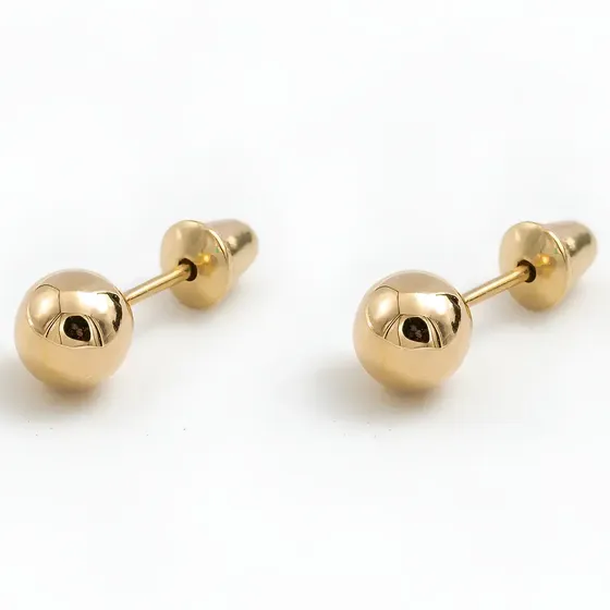 Brinco De Ouro 18k Bolinha Infantil 4mm Cor Dourado com ponta para furo — foto 2