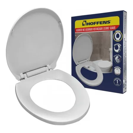 Asiento Y Tapa Wc Redondo Reforzado - Cierre Suave Hoffens Color Blanco