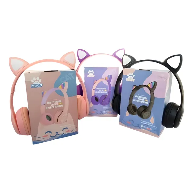 Audífonos Gatito - Bluetooth Oreja De Gato Con Luz Led 