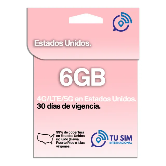 Sim Card Usa Estados Unidos 6 Gb Navegacion Total Prepago