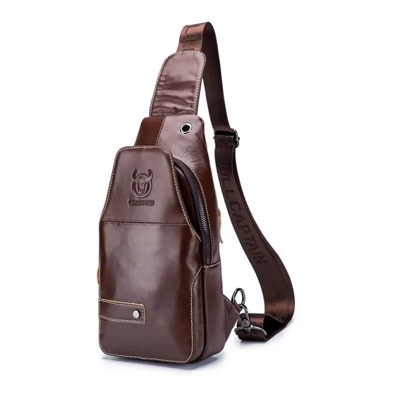Bullcaptain - Mochila Cruzada De Cuero Mate Xb-087-cf Café