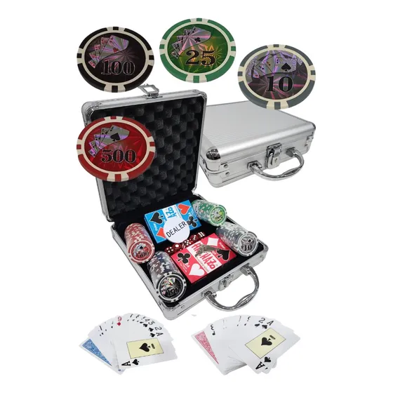 Juego Poker 100 Fichas 11gr $ Con Holograma Maletin Alumin.