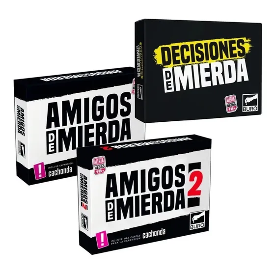 Combo Juego Cartas Amigos De Mierda 1 Y 2 + Decisiones Buro