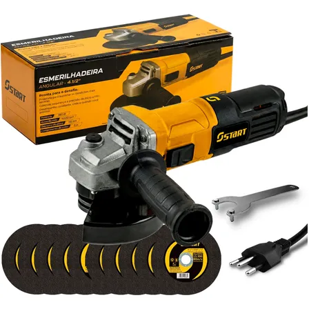 Kit Esmerilhadeira Lixadeira Angular 4.1/2 780w 115mm Discos Amarelo 220v 60hz