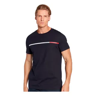 Camiseta Tommy Hilfiger Two Tone Chest Stripe Azul Marinho Camiseta Tommy Hilfiger Two Tone Chest Stripe Azul Marinho