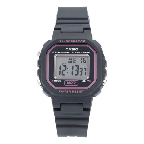Reloj Dama Casio La20wh Deportivo Juvenil Luz Led Cronómetro Color de la correa Gris oscuro Color del bisel Gris oscuro Color del fondo GRIS CON ROSA