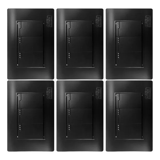 Apagador Triple Acabado Negro De 16a 6 Piezas
