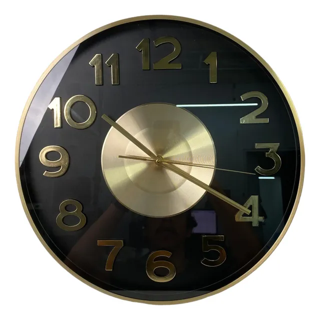 Reloj De Pared Negro Y Dorado 40cm Diámetro
