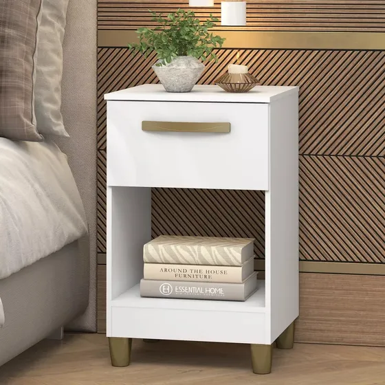 Mesa De Luz Dormitorio Con Cajón Y Espacio Mesa De Noche