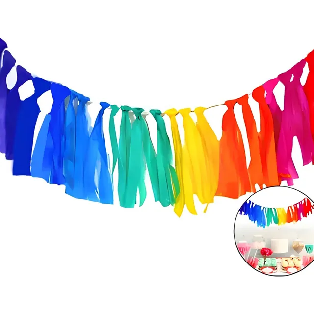 Guirnalda Tira Flecos Tela Combinada Multicolor X1u