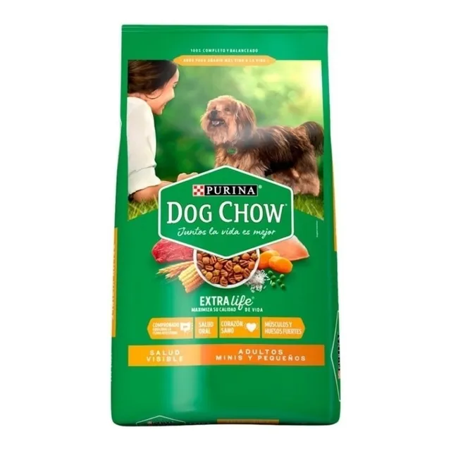 Dog Chow salud visible alimento para perro adulto de raza mini y pequeña sabor carne y pollo 8kg