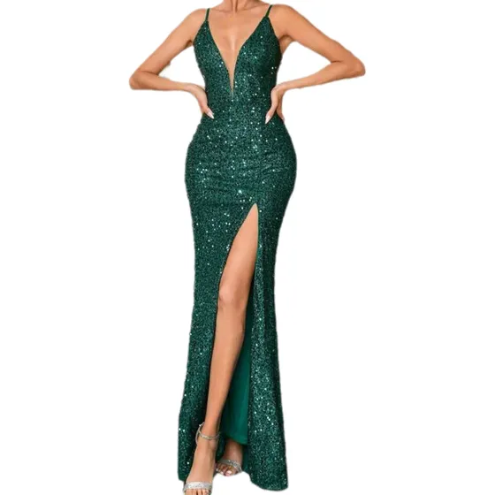 Vestido Largo Lentejuelas Bashill Cool Para Mujer