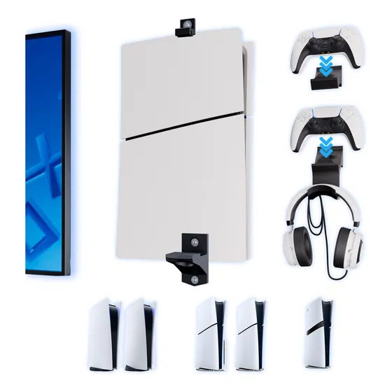 Soporte Compatible Con Playstation 5 + Base Para Control Color Negro