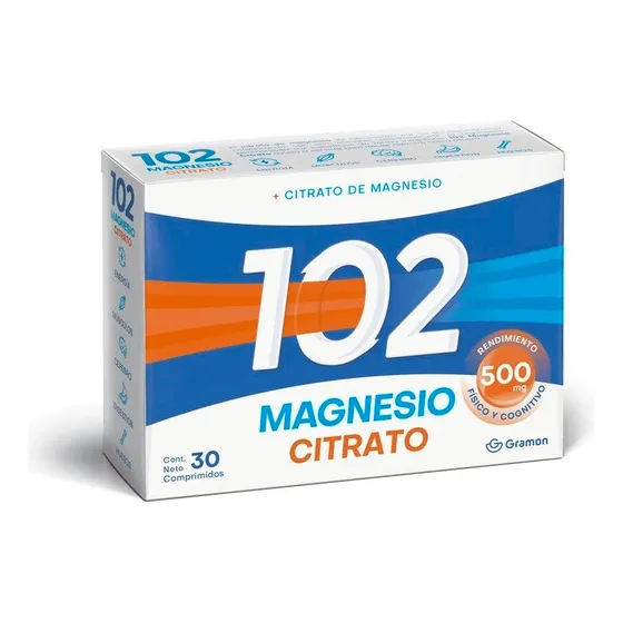 Suplemento 102 Citrato De Margnesio 500mg 30 Comprimidos