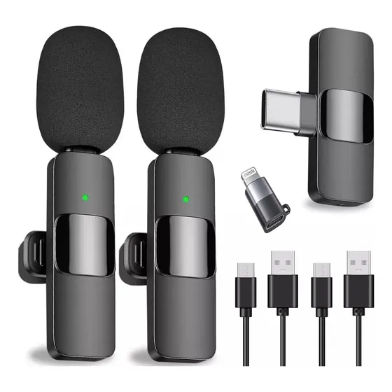 2pcs Micrófono Inalámbrico Lavalier Para iPhone Y Android