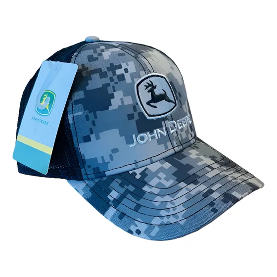 Gorra John Deere Camuflaje Cuadros Y  Malla Negra