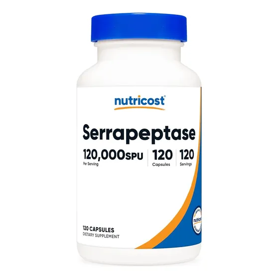 Nutricost Serrapeptase 120,000 Spu 20 Mg 120 Cáps Sabor Sin Sabor