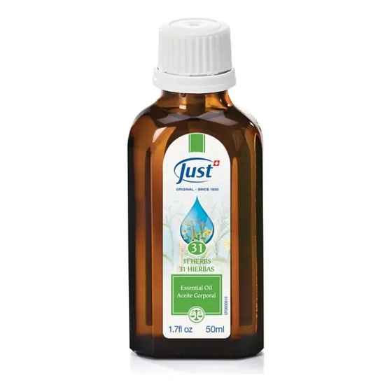 Óleo 31 50ml Swiss Just Aceite Aromaterapia Bienestar -Dolores Musculares Cabeza- Relaja Afloja Tensiones