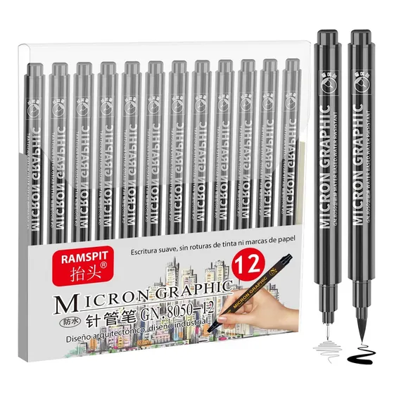 Marcadores Papelería Needle Pen 12 Marcatexto Fino