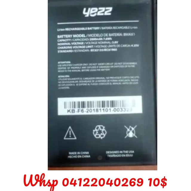 Batería Pila Yezz Max 1 Bmax1 2000mah 3 Pine Sellada Caracas