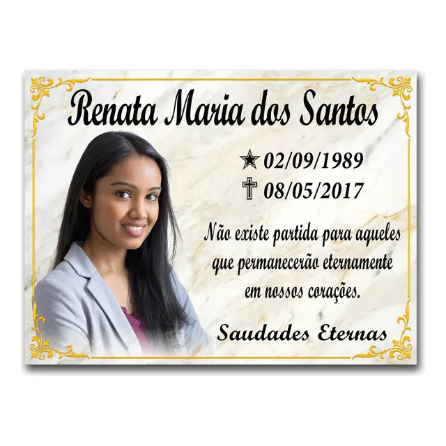 Placa Cemitério Para Túmulo Em Porcelana 18x13 Retangular