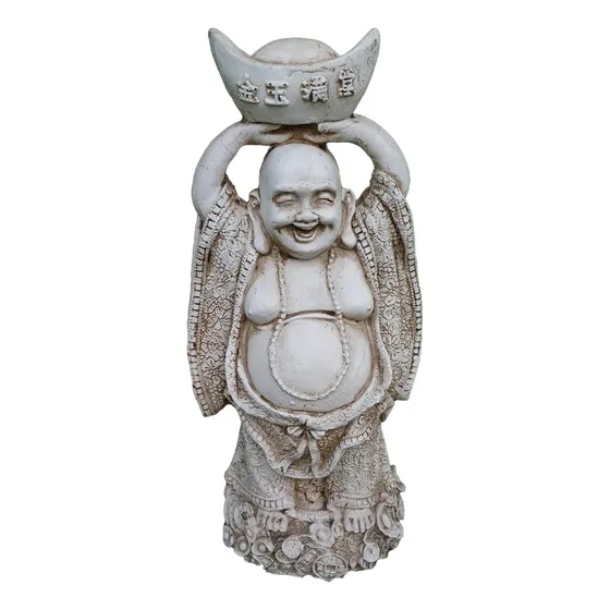 Buda De La Abundancia De Resina De 37 Cm De Alto Crema