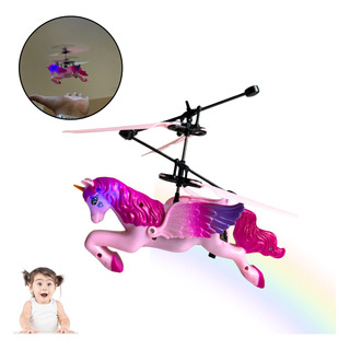 Helicóptero Unicórnio Mini Drone Luz Brinquedo Voador Menina Helicóptero Unicórnio Mini Drone Luz Brinquedo Voador Menina