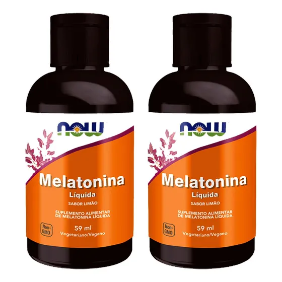 Kit 2x Melatonina Importada Now Foods Líquida 0,15mcg (59ml) Sabor Sabor Limão