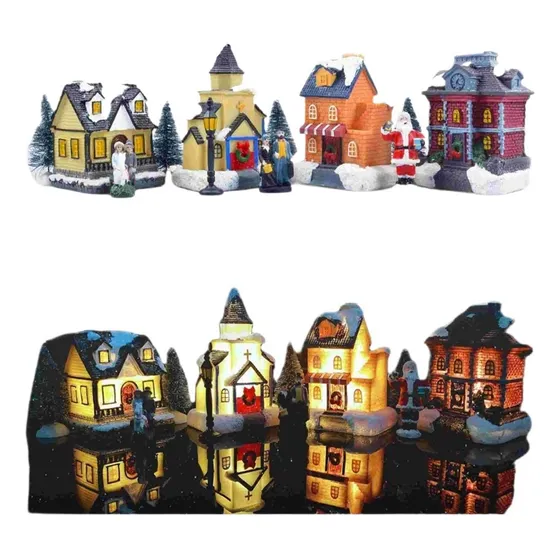 Set De Aldeas De Navidad Casas De Navidad Casa Pueblo Escena