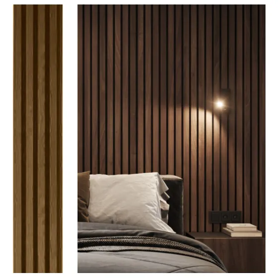 Revestimiento Wall Panel Pared Madera Listones Tono Nogal 